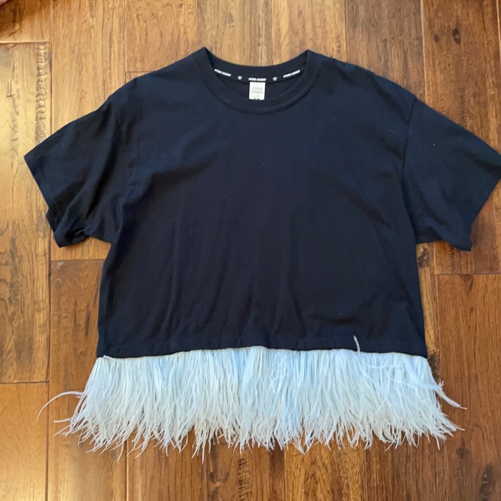 Opening Ceremony cropped feather trim tee